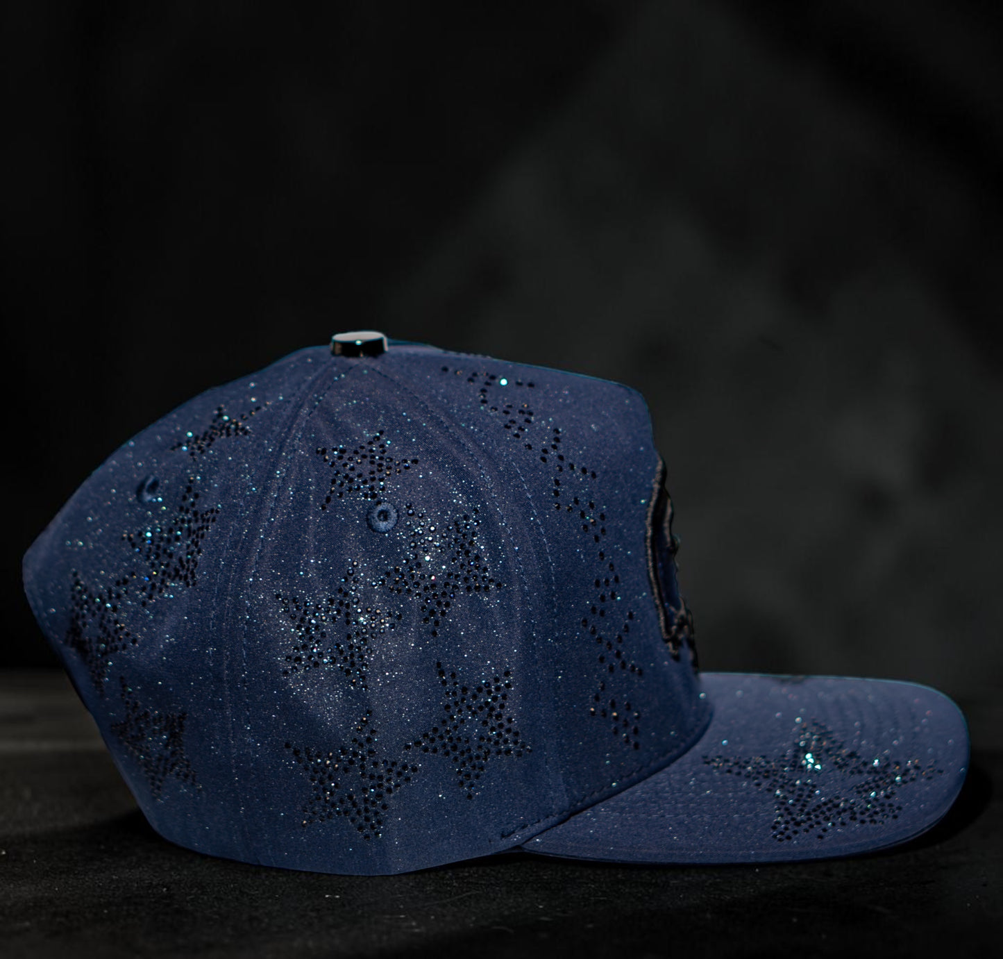 Navy Rhinestone Caiman Gorra